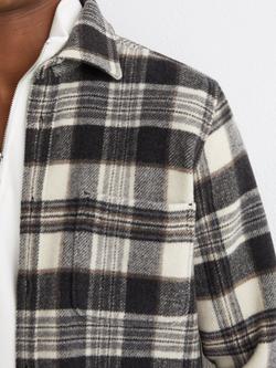 Reiss Crosby Wool Blend Check Overshirt, Charcoal Grey - view 2, Charcoal Grey