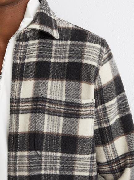 Reiss Crosby Wool Blend Check Overshirt, Charcoal Grey - view 2, Charcoal Grey
