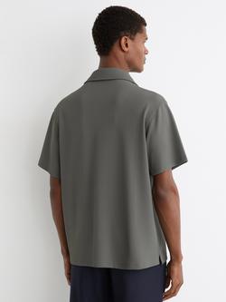 Reiss Cedric Textured Cuban Shirt, Sage Green - view 2, Sage Green