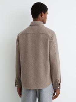 Reiss  Brushed Wool Rich Overshirt, Oatmeal - view 2, Oatmeal