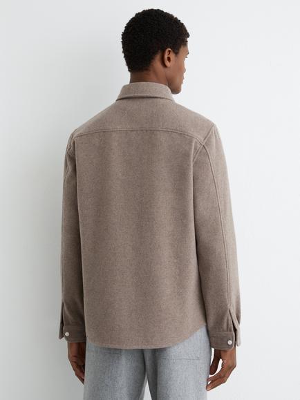 Reiss  Brushed Wool Rich Overshirt, Oatmeal - view 2, Oatmeal
