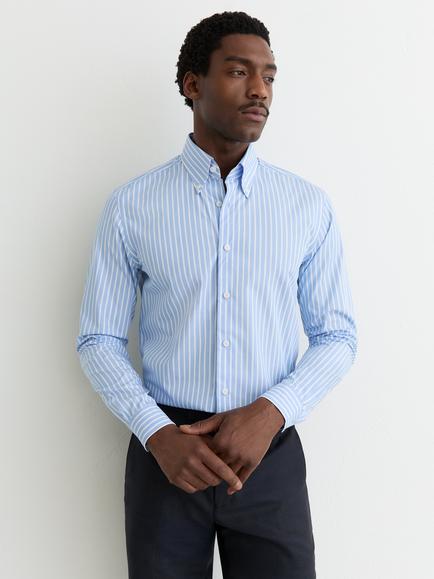 Reiss Guyton Cotton Stripe Shirt, Soft Blue, Soft Blue