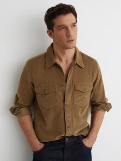 Reiss Kai Corduroy Overshirt, Stone, Stone