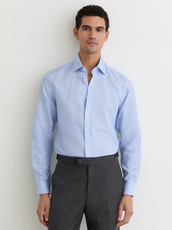 Reiss Liberty Linen Blend Long Sleeve Shirt, Soft Blue, Soft Blue