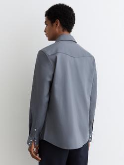 Reiss McRrae Long Sleeve Shirt, Airforce Blue - view 2, Airforce Blue