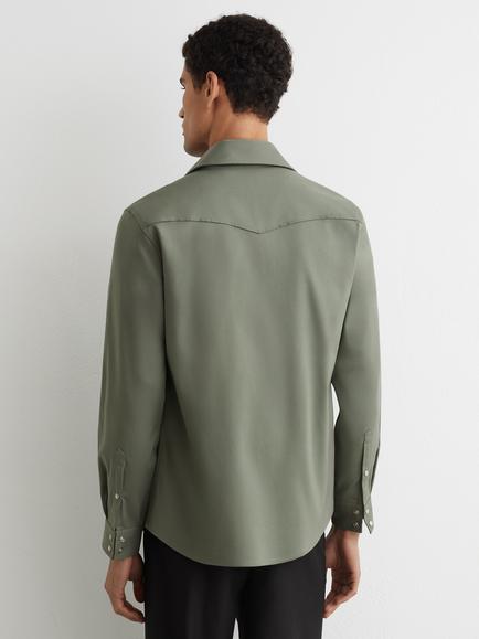 Reiss McRae Long Sleeve Shirt, Sage Green - view 2, Sage Green