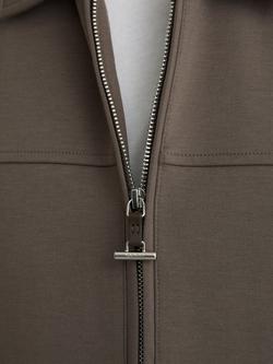 Reiss Newland T-Bar Zip Overshirt, Light Brown - view 2, Light Brown