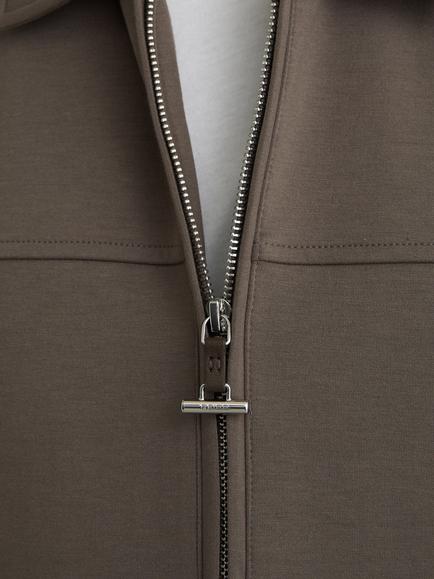 Reiss Newland T-Bar Zip Overshirt, Light Brown - view 2, Light Brown
