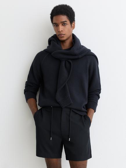 Reiss Newmark Textured Drawstring Shorts, Navy, Navy