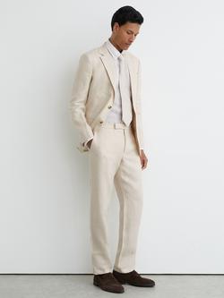 Reiss Atlantic Pure Linen Blazer, Stone, Stone