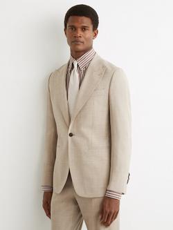 Reiss Fibre Tailored Fit Wool Suit Jacket, Oatmeal Brown, Oatmeal Brown