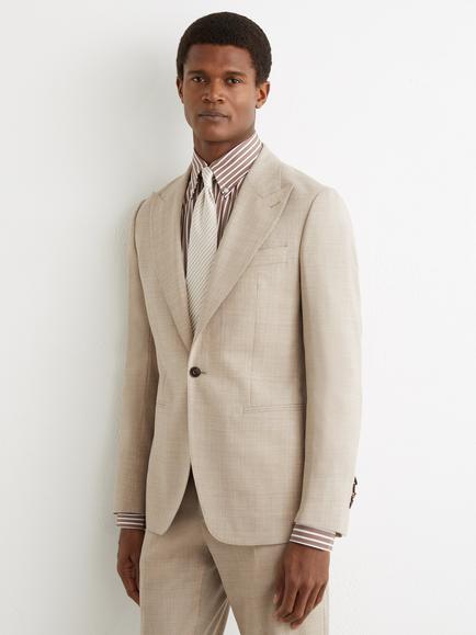 Reiss Fibre Tailored Fit Wool Suit Jacket, Oatmeal Brown, Oatmeal Brown
