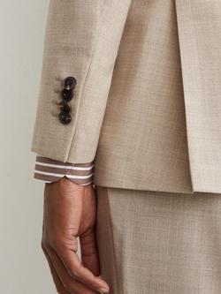 Reiss Fibre Tailored Fit Wool Suit Jacket, Oatmeal Brown - view 2, Oatmeal Brown