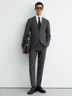 Reiss Venue Tailored Fit Wool Blend Suit Jacket, Charcoal Grey, Charcoal Grey