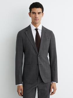 Reiss Venue Tailored Fit Wool Blend Suit Jacket, Charcoal Grey - view 2, Charcoal Grey