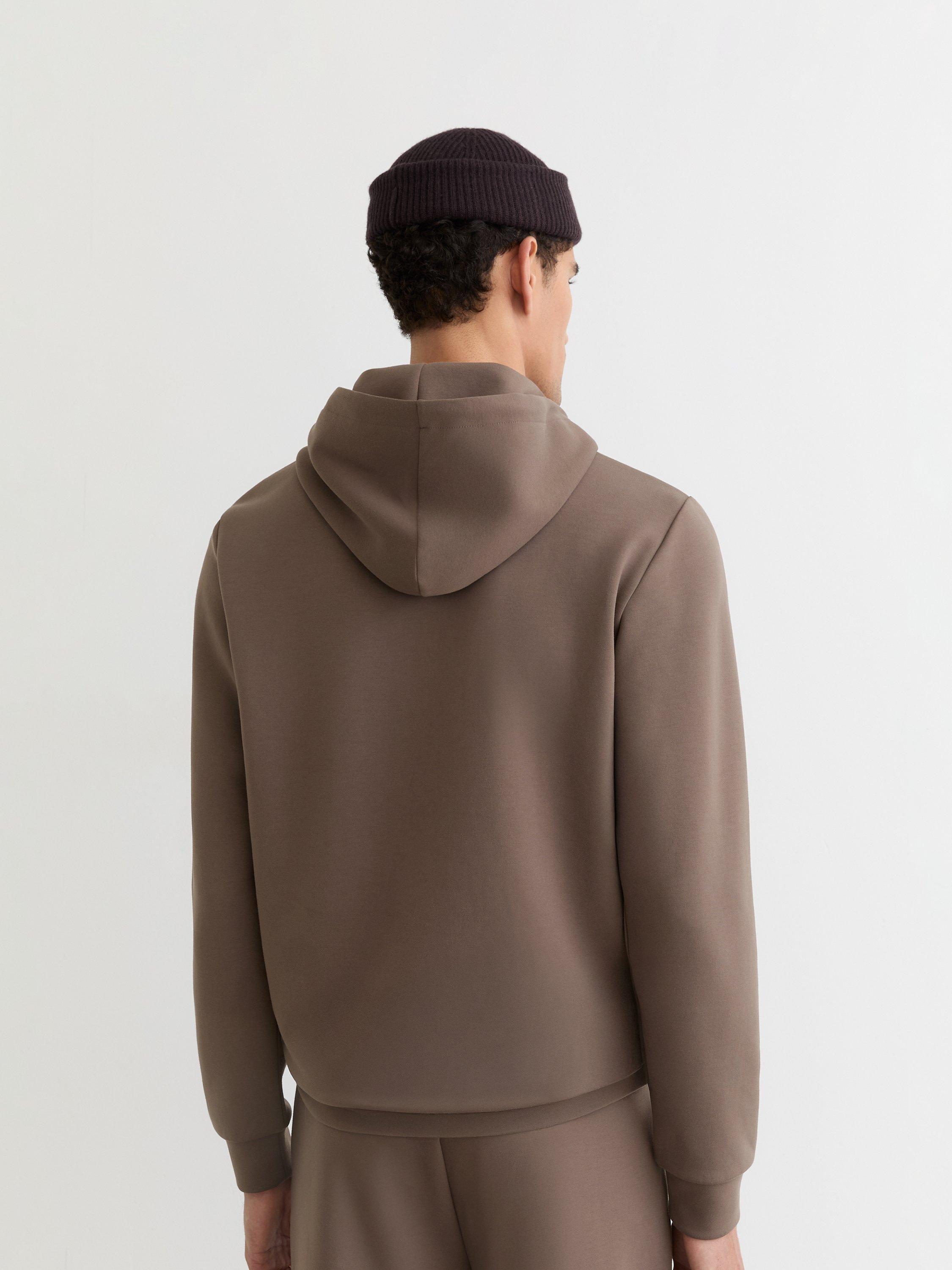 Product image 2 of 5, which shows Reiss Fabien Long Sleeve Interlock Hoodie, Light Brown, XS