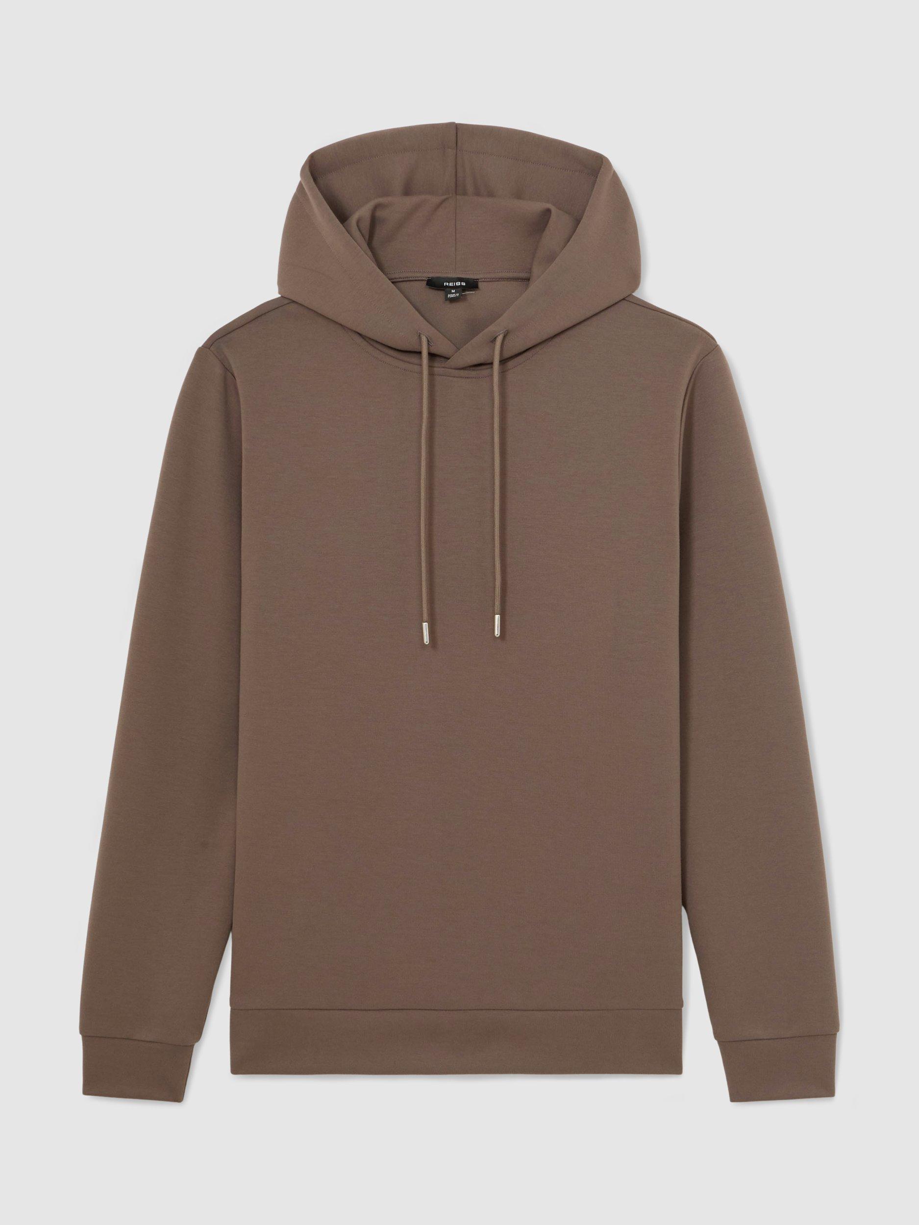 Product image 3 of 5, which shows Reiss Fabien Long Sleeve Interlock Hoodie, Light Brown, XS