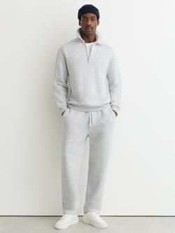 Reiss Kurwin Cotton Blend Zip Funnel Neck Sweatshirt, Grey Melange - view 2, Grey Melange
