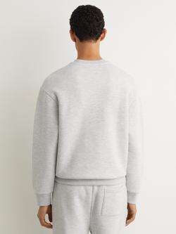 Reiss Whiteley Crew Neck Sweatshirt, Grey Melange - view 2, Grey Melange