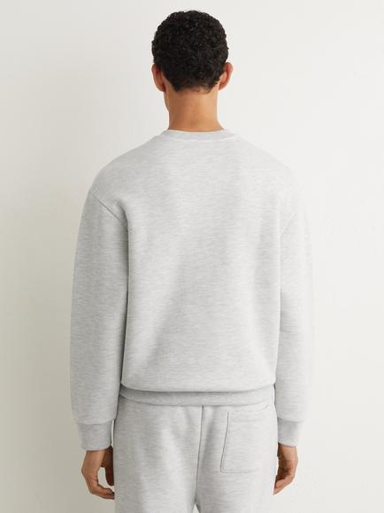 Reiss Whiteley Crew Neck Sweatshirt, Grey Melange - view 2, Grey Melange