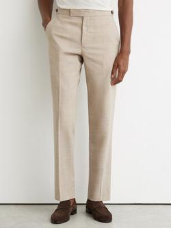 Reiss Fibre Wool Suit Trousers, Oatmeal Brown, Oatmeal Brown