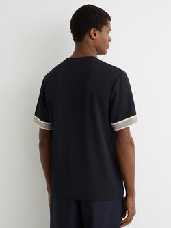 Reiss Aries Textured Tape Cuff T-Shirt - view 2, Navy