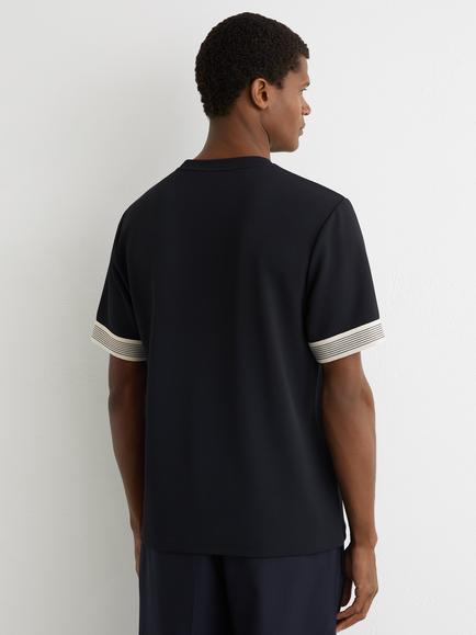Reiss Aries Textured Tape Cuff T-Shirt - view 2, Navy