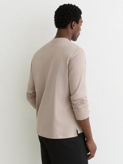 Reiss Cameron Cotton Button Up long Sleeve Top, Stone - view 2, Stone