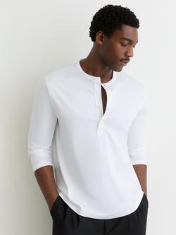 Reiss Cameron Cotton Henley Top, White, White