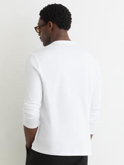 Reiss Cameron Cotton Henley Top, White - view 2, White