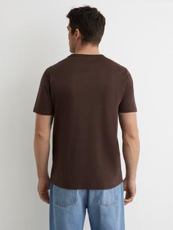 Reiss Count Crew Neck Mercerised T-Shirt, Brown - view 2, Brown