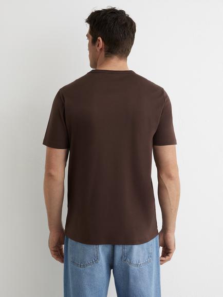Reiss Count Crew Neck Mercerised T-Shirt, Brown - view 2, Brown