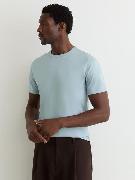 Reiss Count Air Water Cotton Tailored Fit T-Shirt, Powder Blue, Powder Blue