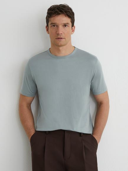Reiss Crew Neck Cotton T-Shirt, Steel Blue, Steel Blue