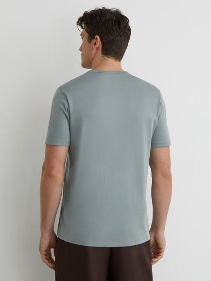 Reiss Crew Neck Cotton T-Shirt, Steel Blue - view 2, Steel Blue