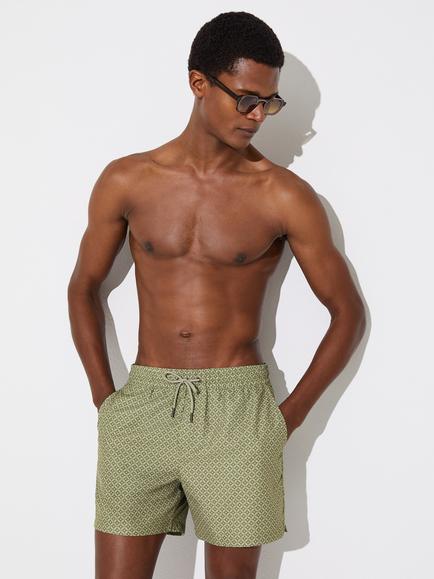Reiss Orient Geo Printed Swim Shorts, Sage, Sage