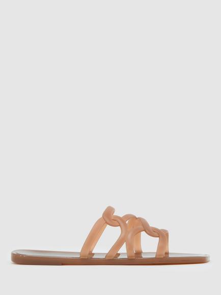 Reiss Juliette Interlocking Jelly Slider Sandals, Neutral