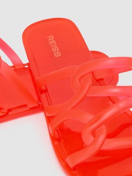 Reiss Juliette Interlocking Jelly Slider Sandals - view 2, Pink