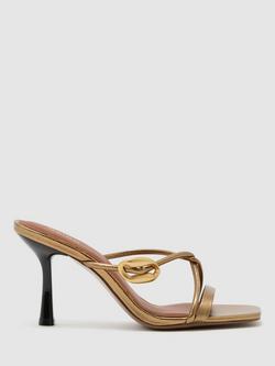 Reiss Alex Leather Stiletto Heel Strappy Sandals, Dark Gold, Dark Gold