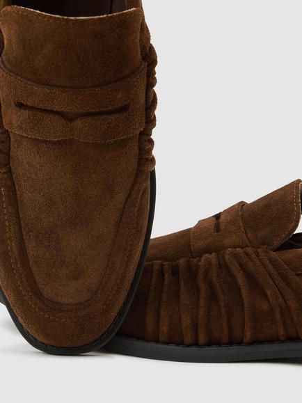 Reiss Dani Leather Loafers, Tan - view 2, Tan