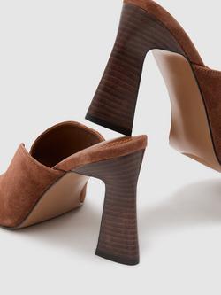 Reiss Tiffany Suede Mule Sandals, Tan - view 2, Tan