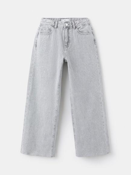 Mango Kids' Strass Jeans, Grey, Grey