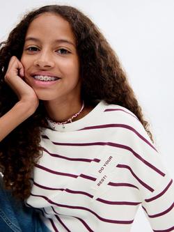 Mango Kids' Rayo Cotton Stripe Sweatshirt - view 2, Dark Red