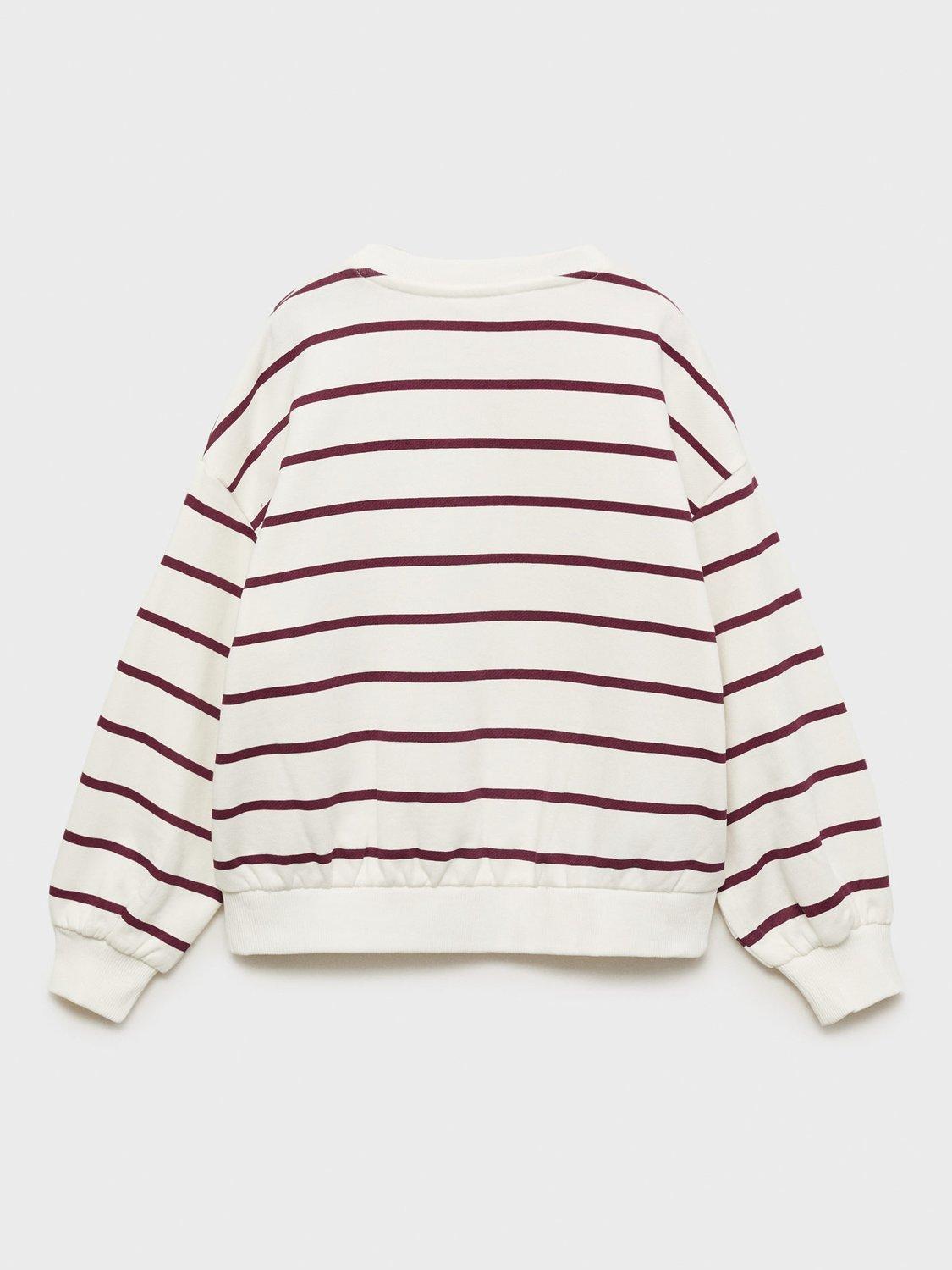 Product image 4 of 7, which shows Mango Kids' Rayo Cotton Stripe Sweatshirt, Dark Red, 5-6 years