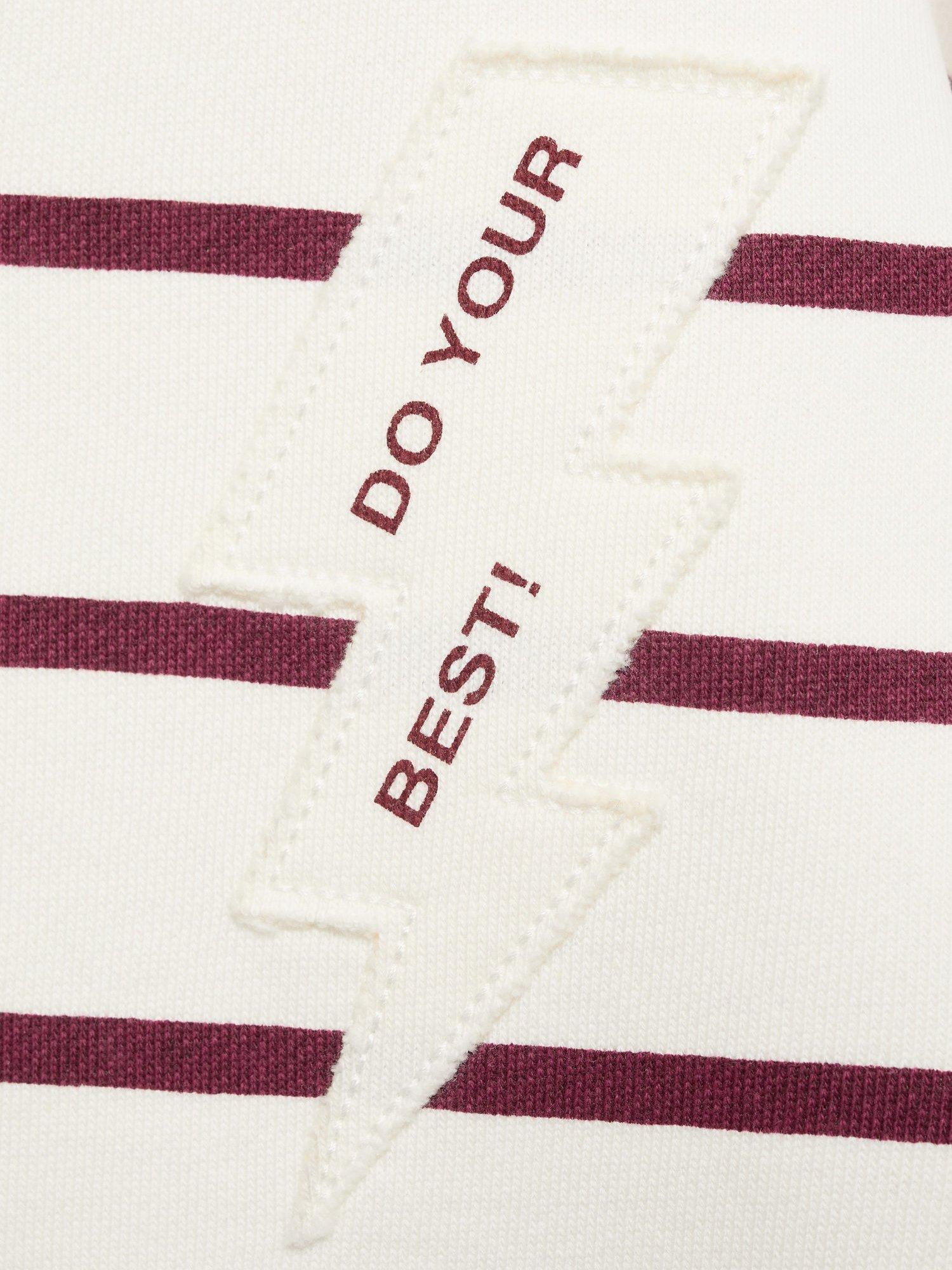 Product image 5 of 7, which shows Mango Kids' Rayo Cotton Stripe Sweatshirt, Dark Red, 5-6 years