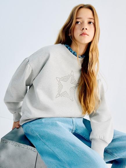 Mango Kids' Star Sweatshirt, Grey, Grey