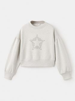 Mango Kids' Star Sweatshirt, Grey - view 2, Grey