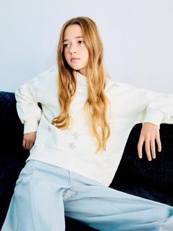 Mango Kids' Pure Cotton Starry Sweatshirt, Natural White, Natural White