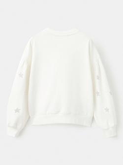 Mango Kids' Pure Cotton Starry Sweatshirt, Natural White - view 2, Natural White