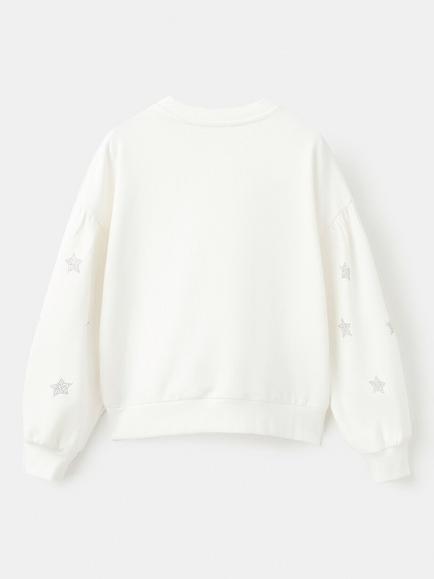 Mango Kids' Pure Cotton Starry Sweatshirt, Natural White - view 2, Natural White